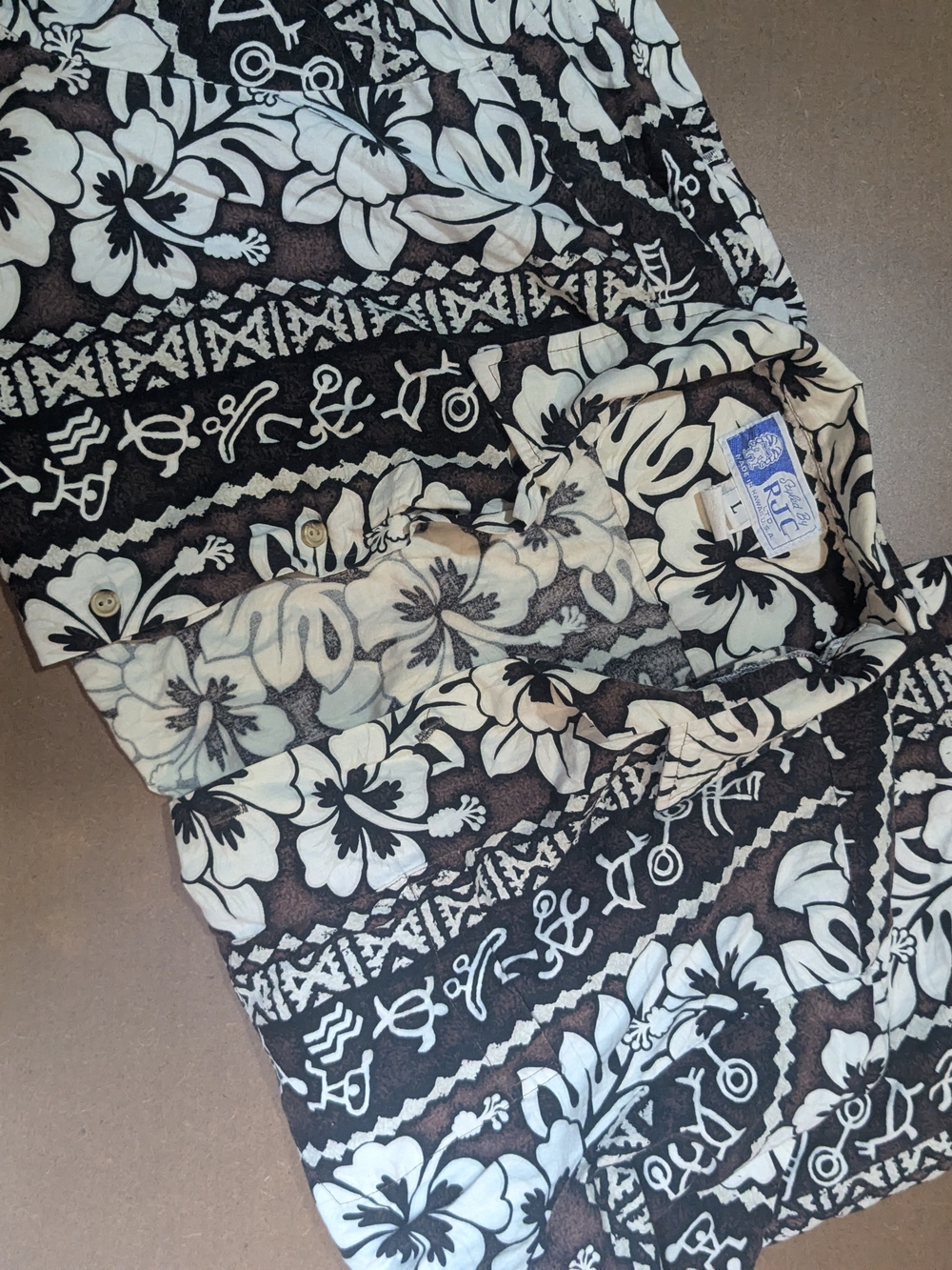 Brown and White Men's Hawaiian Shirt